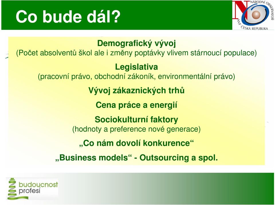 populace) Legislativa (pracovní právo, obchodní zákoník, environmentální právo)