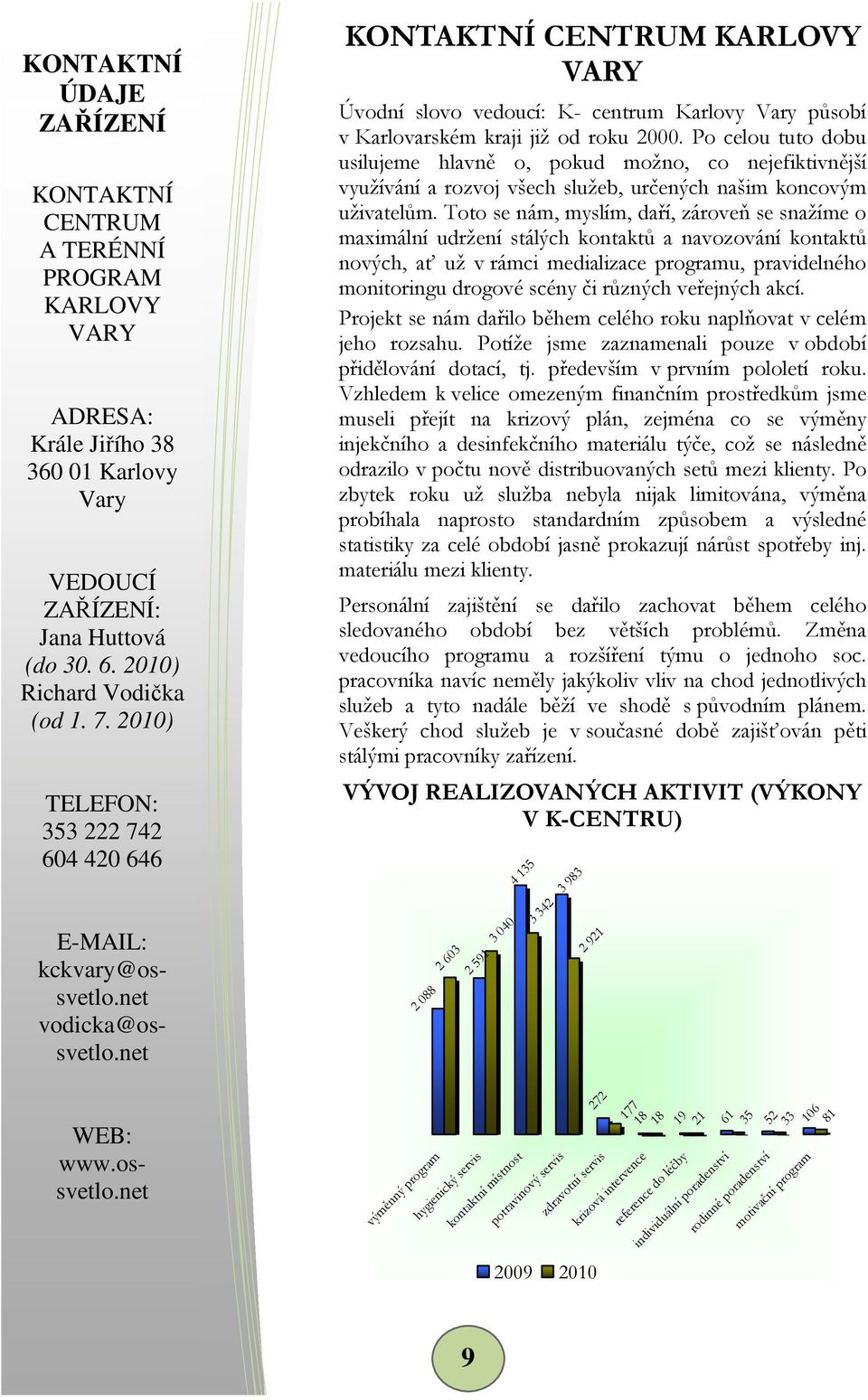 net KONTAKTNÍ CENTRUM KARLOVY VARY Úvodní slovo vedoucí: K- centrum Karlovy Vary působí v Karlovarském kraji již od roku 2000.