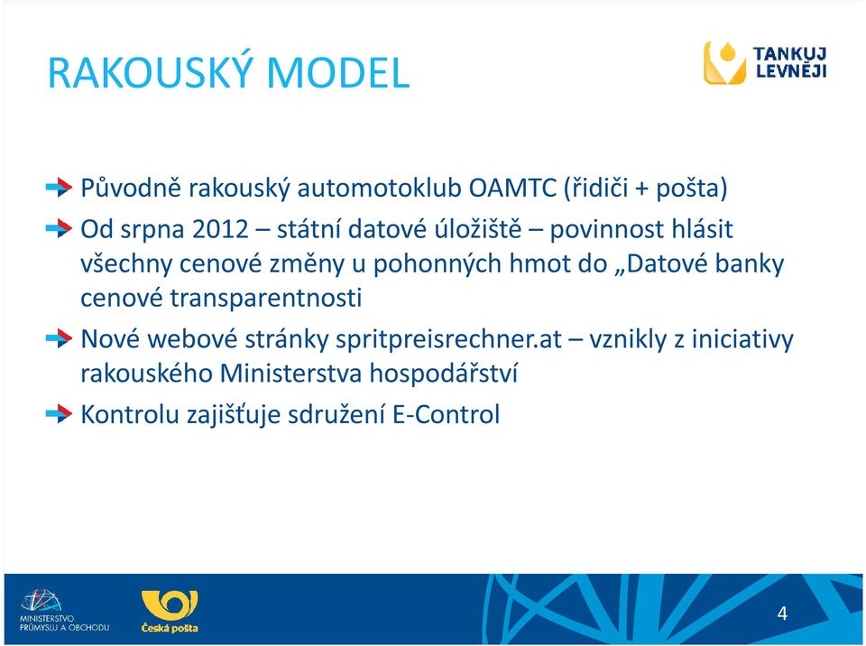 Datové banky cenové transparentnosti Nové webové stránky spritpreisrechner.