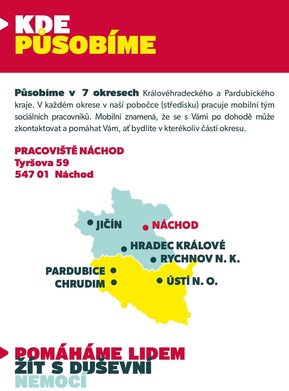 Mobilní znamená, že se s Vámi po dohodě může zkontaktovat a pomáhat Vám, ať bydlíte v kterékoliv části