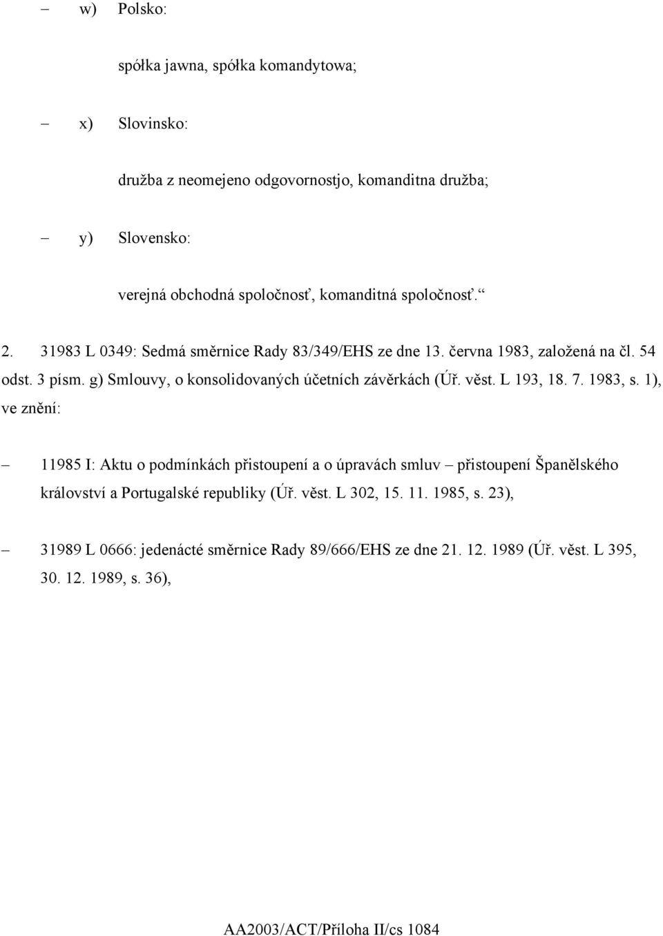 g) Smlouvy, o konsolidovaných účetních závěrkách (Úř. věst. L 193, 18. 7. 1983, s.