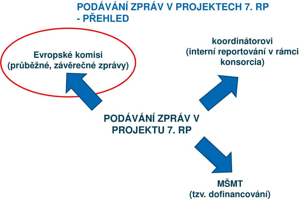 zprávy) koordinátorovi (interní reportování v