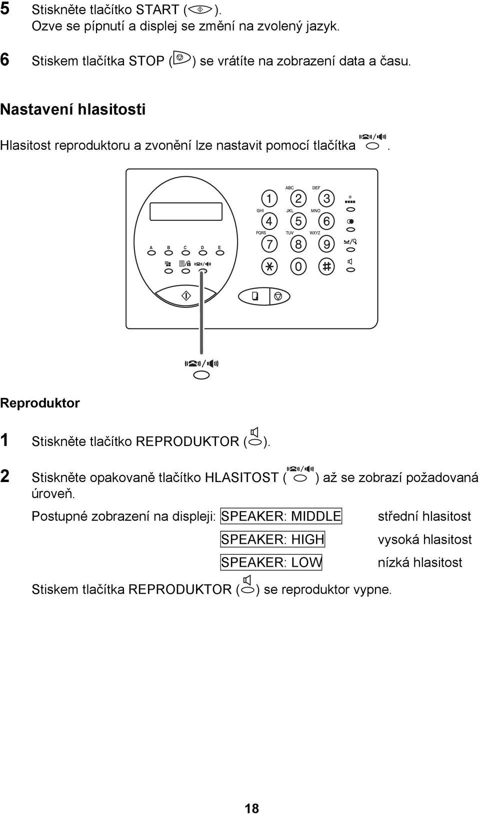 Nastavení hlasitosti Hlasitost reproduktoru a zvonění lze nastavit pomocí tlačítka.