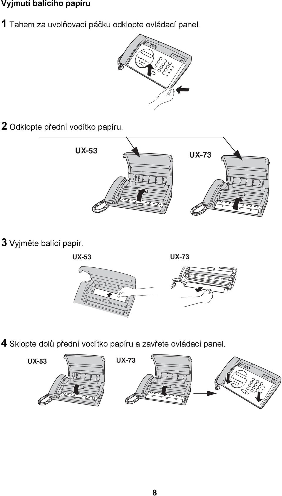 UX-53 UX-73 3 Vyjměte balící papír.