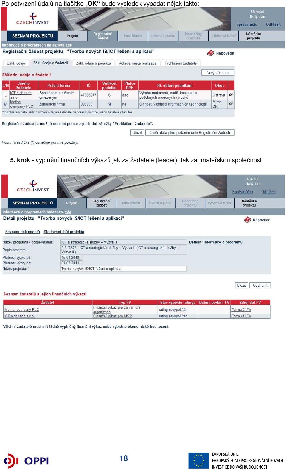 krok - vyplnění finančních výkazů jak za