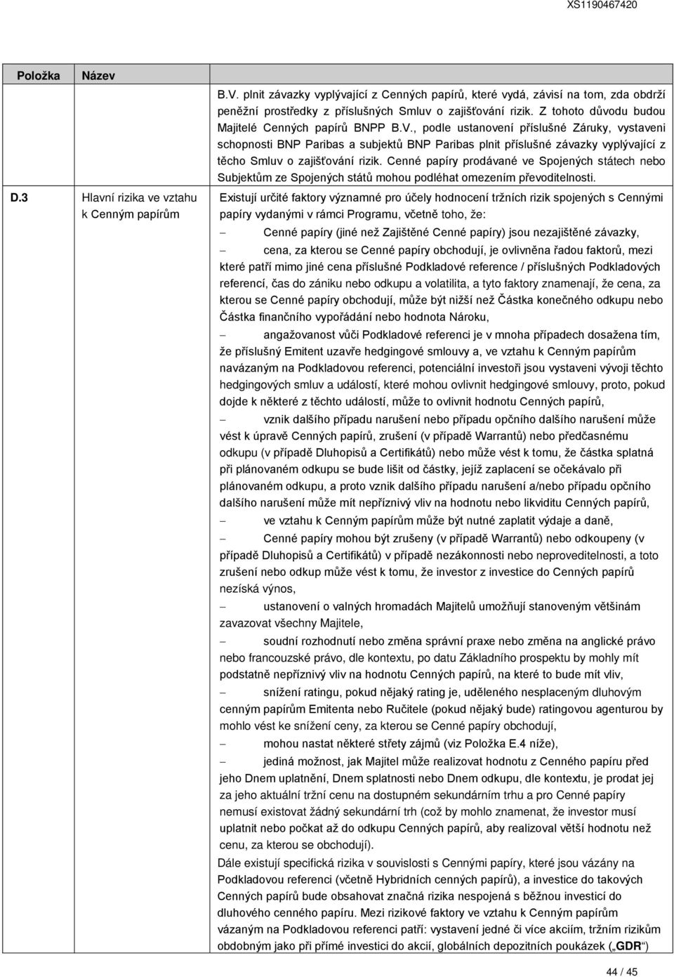 Cenné papíry prodávané ve Spojených státech nebo Subjektům ze Spojených států mohou podléhat omezením převoditelnosti. D.