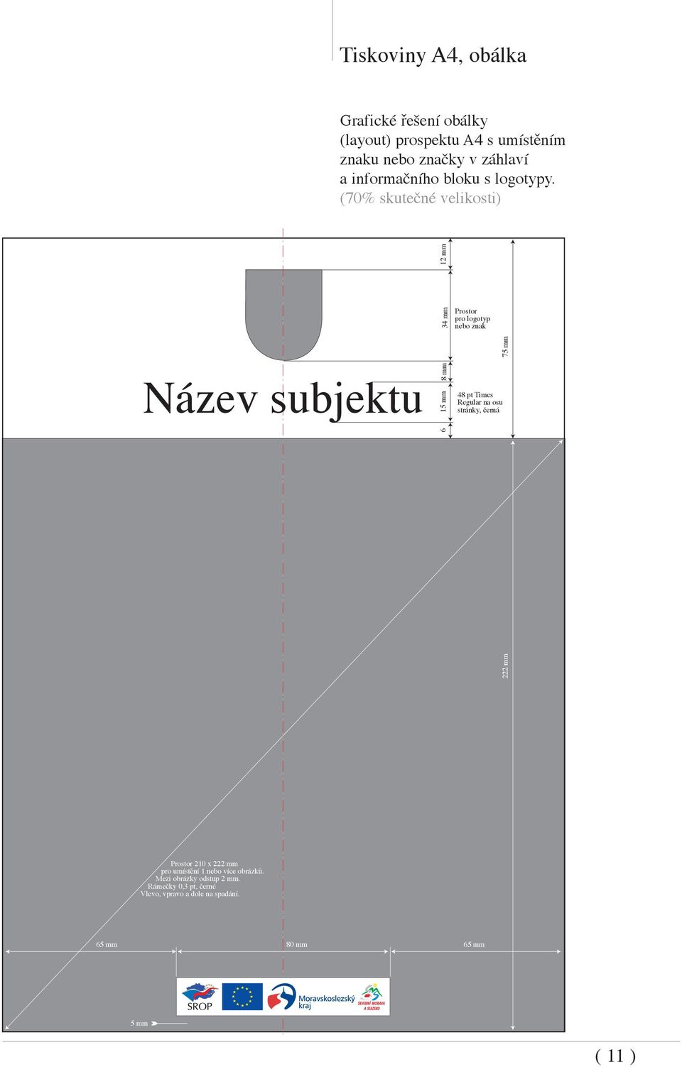 (70% skutečné velikosti) Název subjektu 6 5 mm 8 mm 34 mm 2 mm Prostor pro logotyp nebo znak 75 mm 48 pt Times