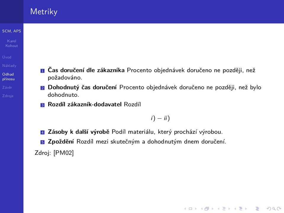 2 Dohodnutý čas doručení Procento objednávek doručeno ne později, než bylo dohodnuto.