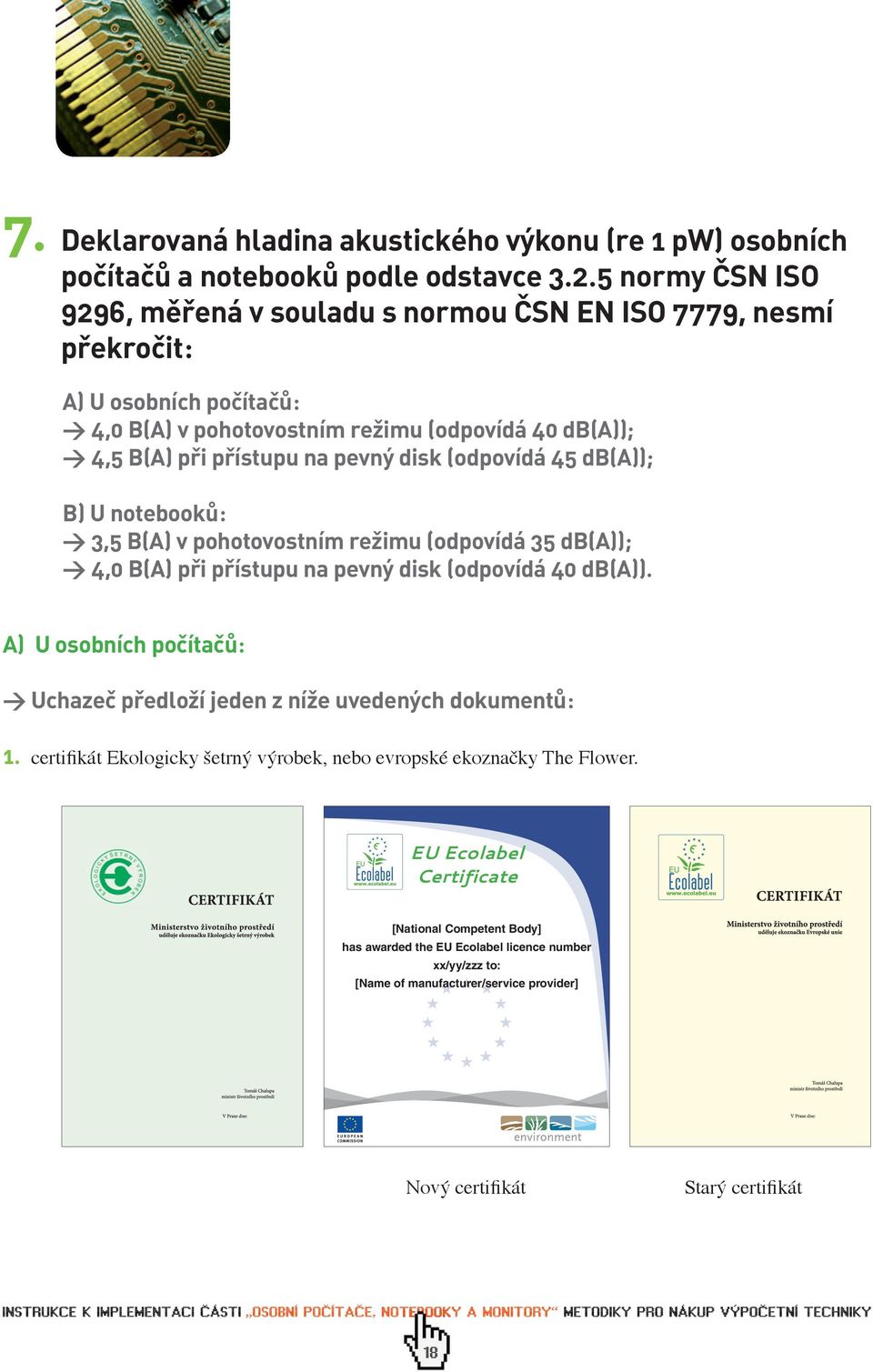 disk (odpovídá 45 db(a)); B) U notebooků: > 3,5 B(A) v pohotovostním režimu (odpovídá 35 db(a)); > 4,0 B(A) při přístupu na pevný disk (odpovídá 40 db(a)).