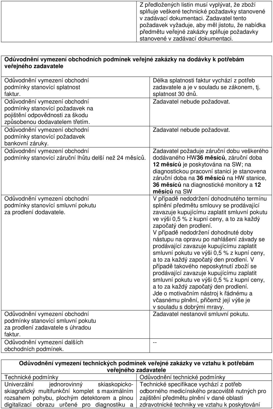 ch podmínek veřejné zakázky na dodávky k potřebám veřejného zadavatele podmínky stanovící splatnost faktur.