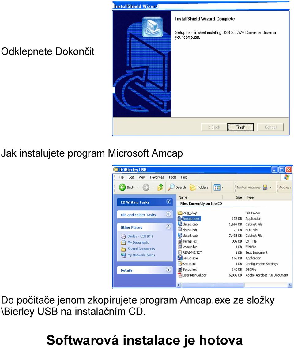 zkopírujete program Amcap.