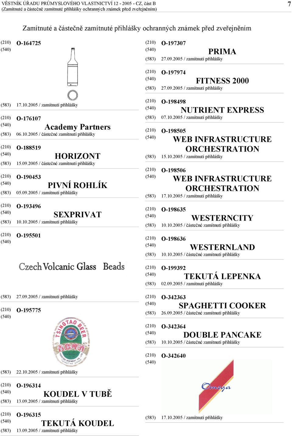 2005 / zamítnutí přihlášky WEB INFRASTRUCTURE ORCHESTRATION 15.10.