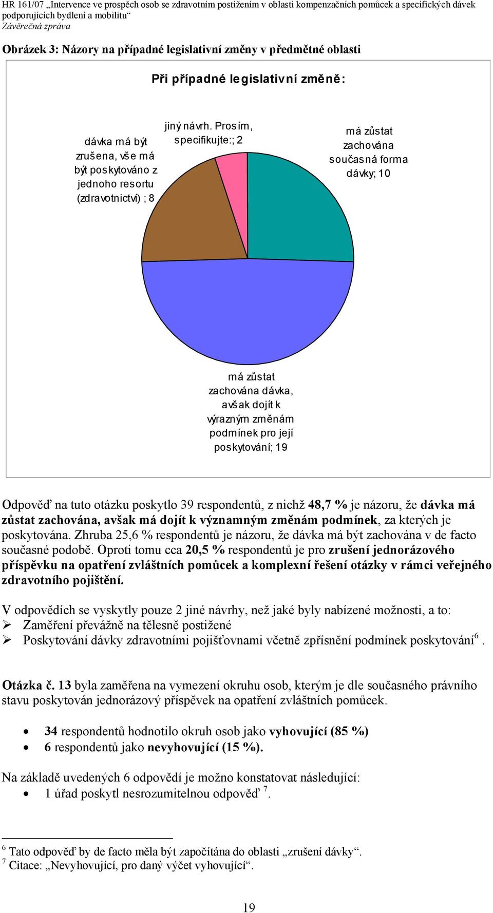 respondentů, z nichž 48,7 % je názoru, že dávka má zůstat zachována, avšak má dojít k významným změnám podmínek, za kterých je poskytována.