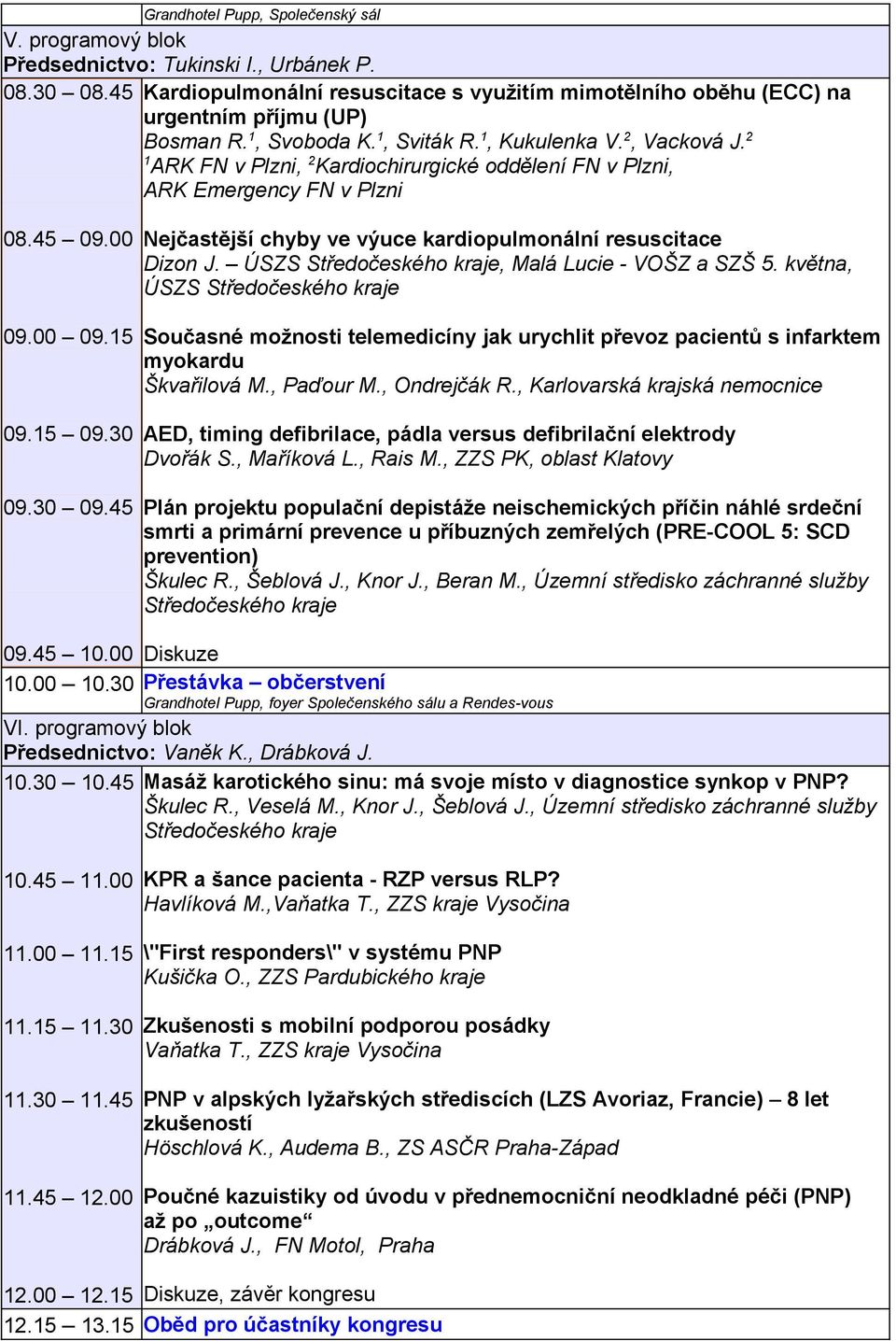 2 ARK FN v Plzni, 2 Kardiochirurgické oddělení FN v Plzni, ARK Emergency FN v Plzni 08.45 09.00 09.00 09.5 09.5 09.30 09.30 09.45 Nejčastější chyby ve výuce kardiopulmonální resuscitace Dizon J.