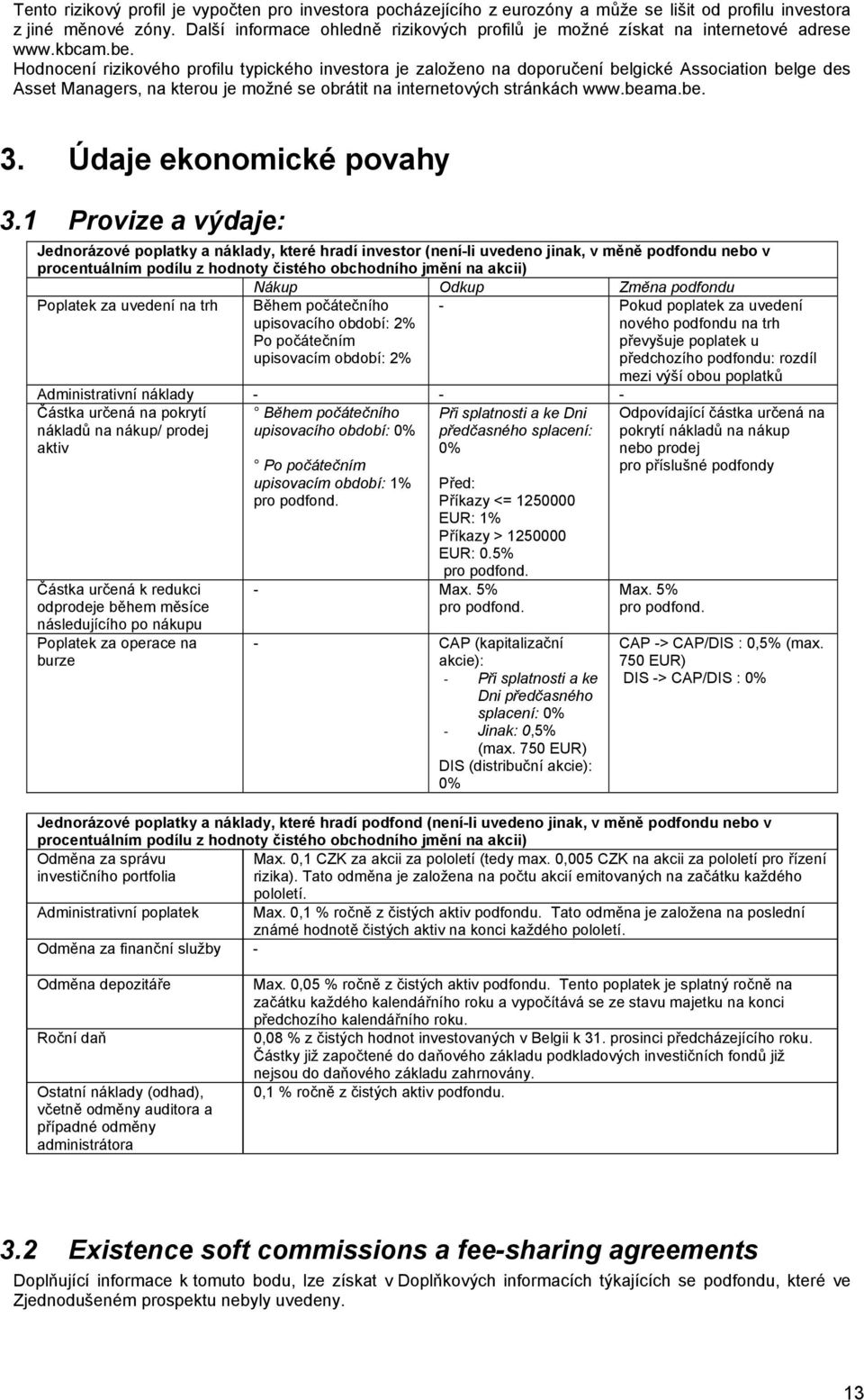 Hodnocení rizikového profilu typického investora je založeno na doporučení belgické Association belge des Asset Managers, na kterou je možné se obrátit na internetových stránkách www.beama.be. 3.