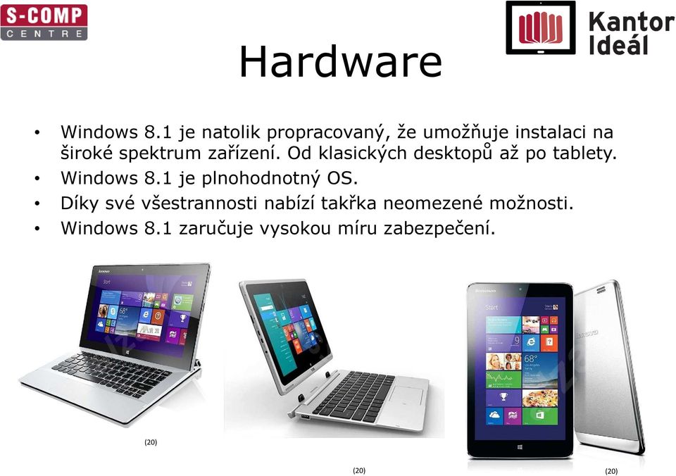 zařízení. Od klasických desktopů až po tablety. Windows 8.