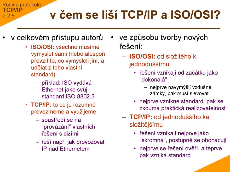 standard ISO 8802.3 : to co je rozumné převezmeme a využijeme soustředí se na "provázání" vlastních řešení s cizími řeší např.