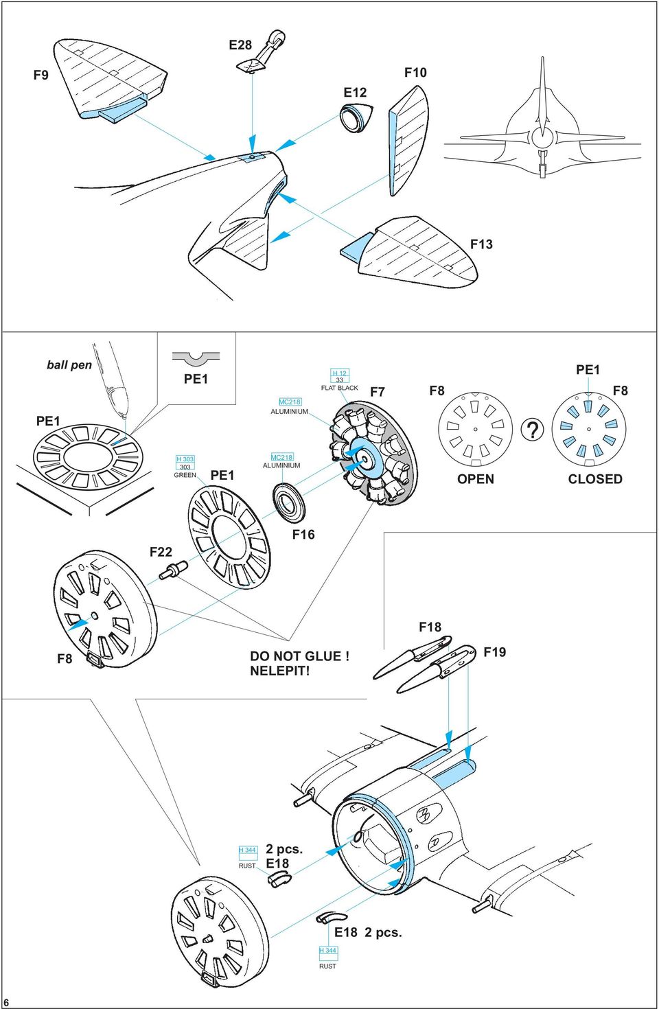 ALUMINIUM OPEN CLOSED F22 F6 F8 F8 DO NOT