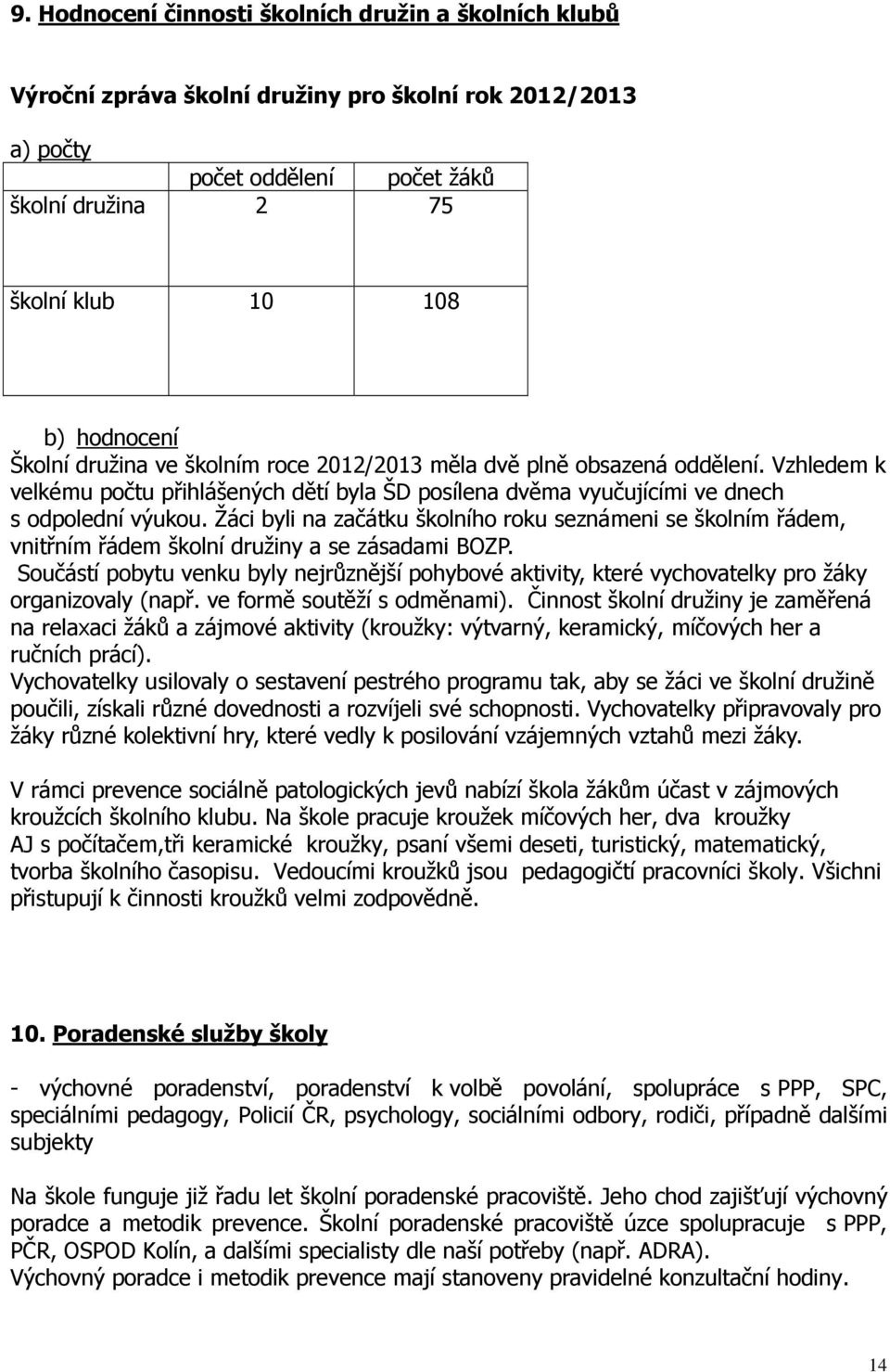 Žáci byli na začátku školního roku seznámeni se školním řádem, vnitřním řádem školní družiny a se zásadami BOZP.