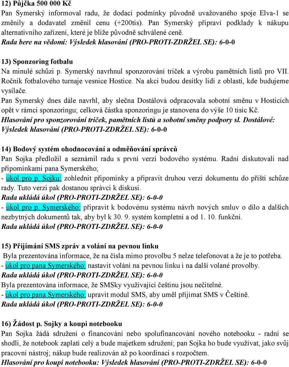 Symerský navrhnul sponzorování triček a výrobu pamětních listů pro VII. Ročník fotbalového turnaje vesnice Hostice. Na akci budou desítky lidí z oblastí, kde budujeme vysílače.