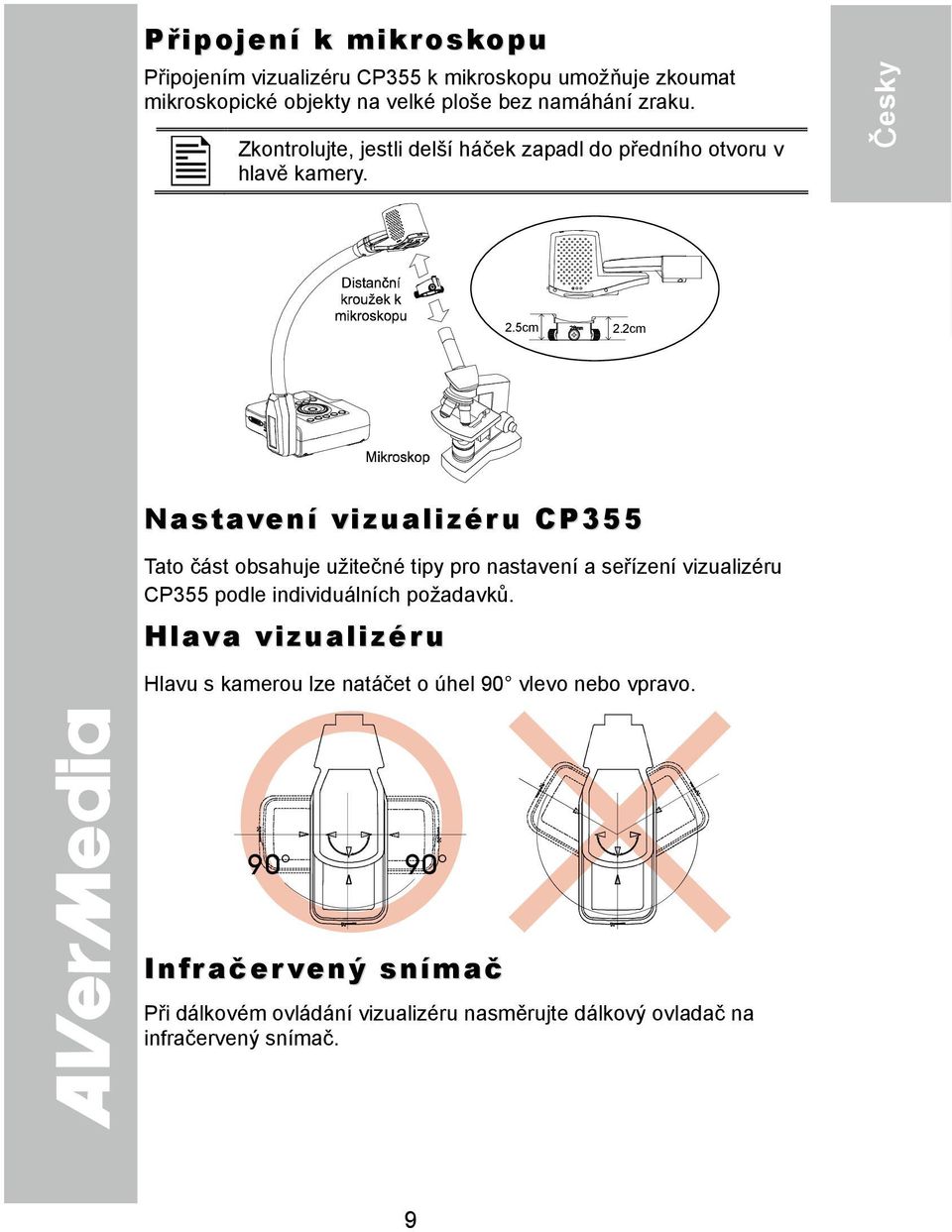 2cm 繁 體 中 文 Nastavení vizualizéru CP355 Tato část obsahuje užitečné tipy pro nastavení a seřízení vizualizéru CP355 podle individuálních požadavků.