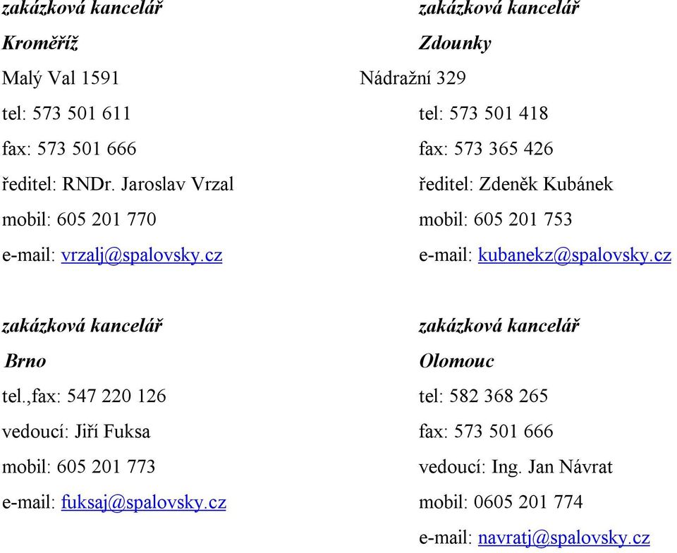 cz e-mail: kubanekz@spalovsky.cz zakázková kancelář zakázková kancelář Brno Olomouc tel.