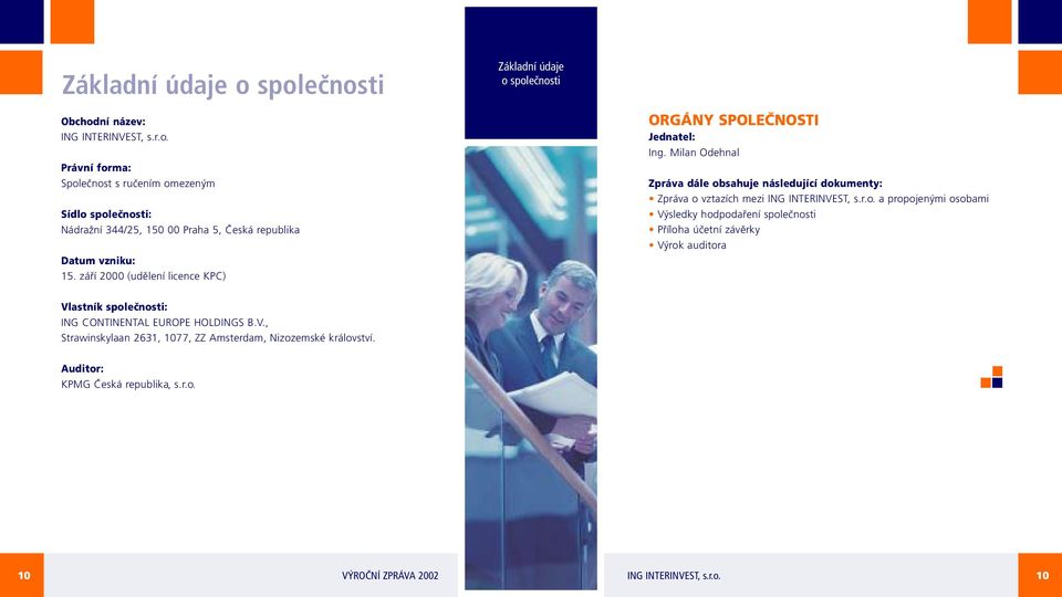 Milan Odehnal Zpráva dále obsahuje následující dokumenty: Zpráva o vztazích mezi a propojenými osobami Výsledky hodpodaření společnosti Příloha účetní