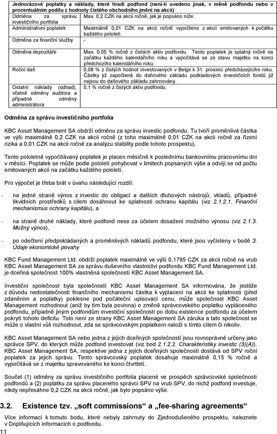 Odměna za finanční služby - Odměna depozitáře Roční daň Ostatní náklady (odhad), včetně odměny auditora a případné odměny administrátora Max. 0,05 % ročně z čistých aktiv podfondu.