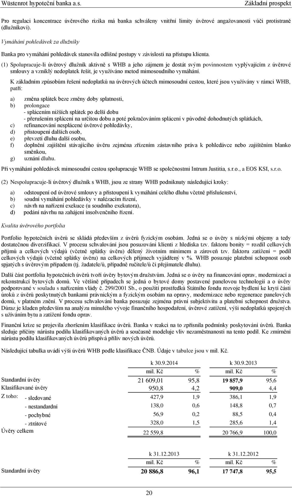 (1) Spolupracuje-li úvěrový dlužník aktivně s WHB a jeho zájmem je dostát svým povinnostem vyplývajícím z úvěrové smlouvy a vzniklý nedoplatek řešit, je využíváno metod mimosoudního vymáhání.