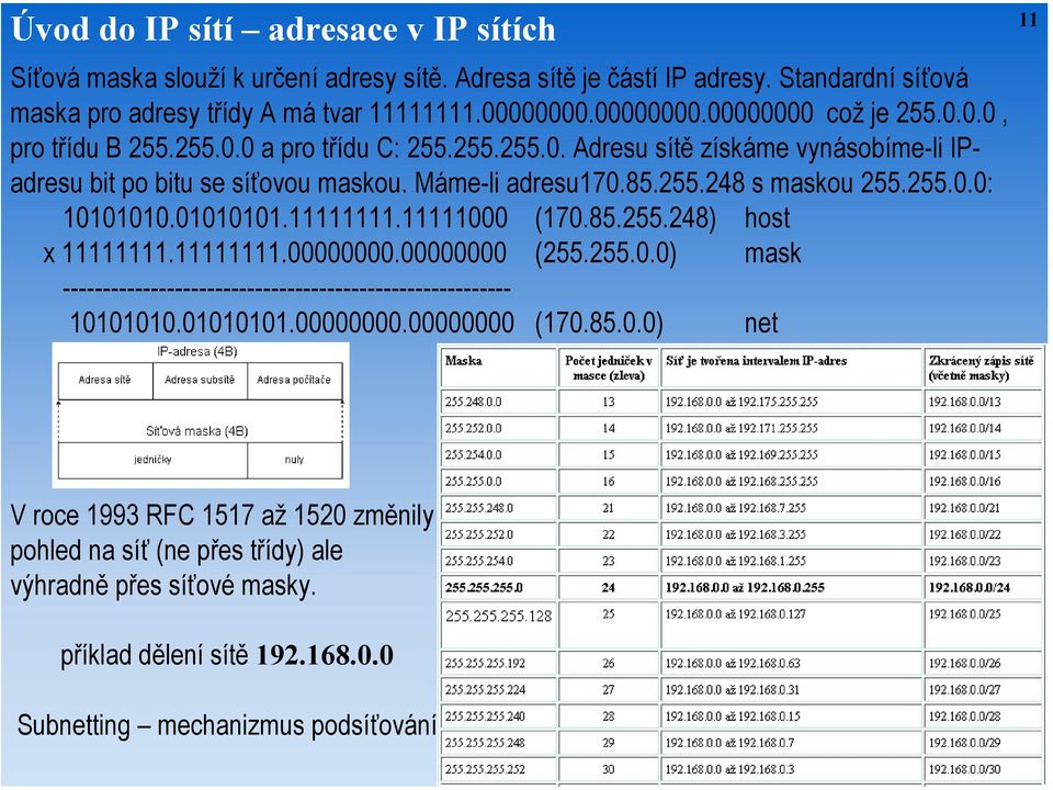 255.0.0: 10101010.01010101.11111111.11111000 (170.85.255.248) host x 11111111.11111111.00000000.00000000 (255.255.0.0) mask -------------------------------------------------------- 10101010.