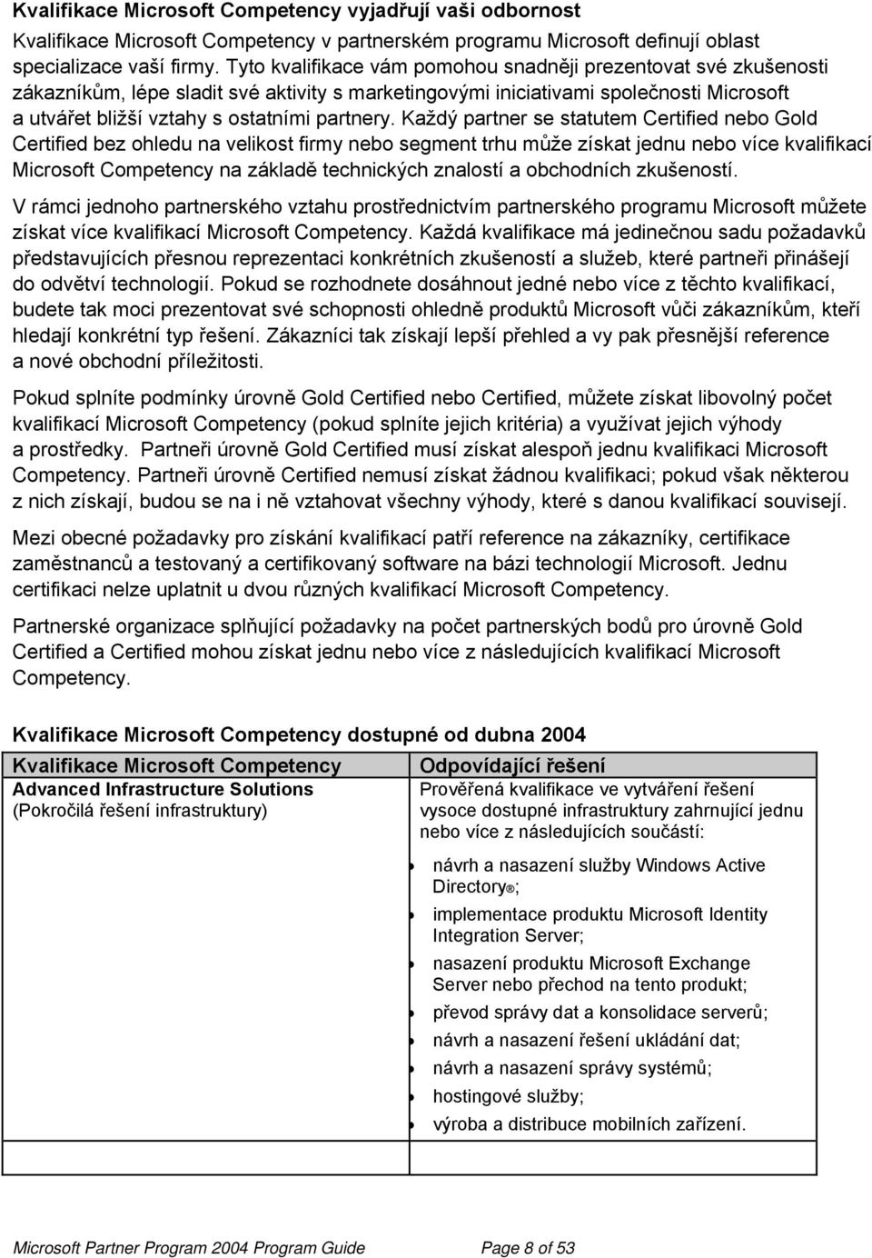 Každý partner se statutem Certified nebo Gold Certified bez ohledu na velikost firmy nebo segment trhu může získat jednu nebo více kvalifikací Microsoft Competency na základě technických znalostí a