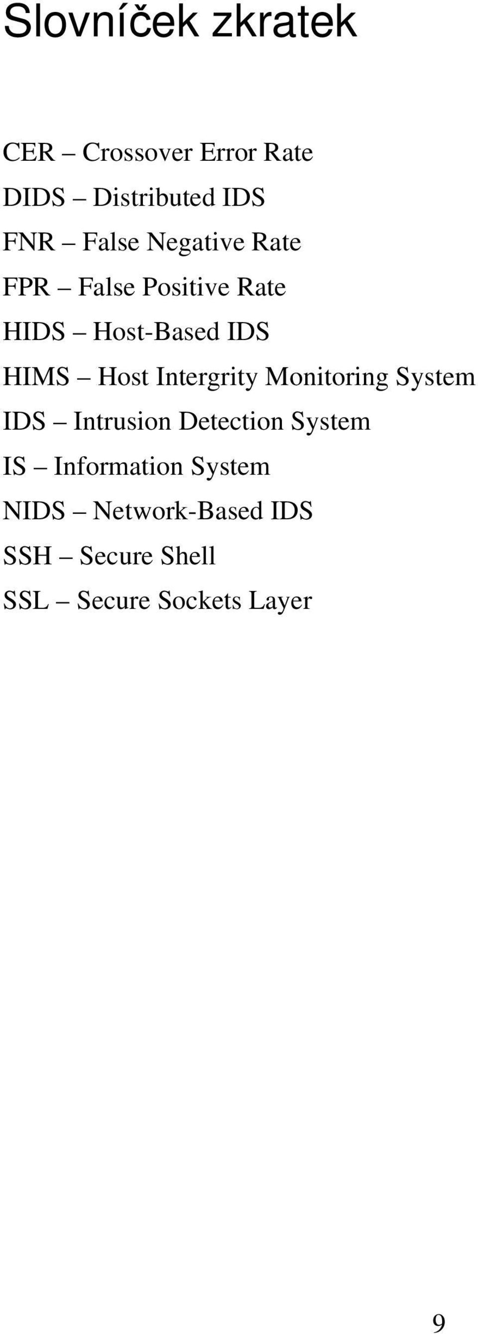 Intergrity Monitoring System IDS Intrusion Detection System IS