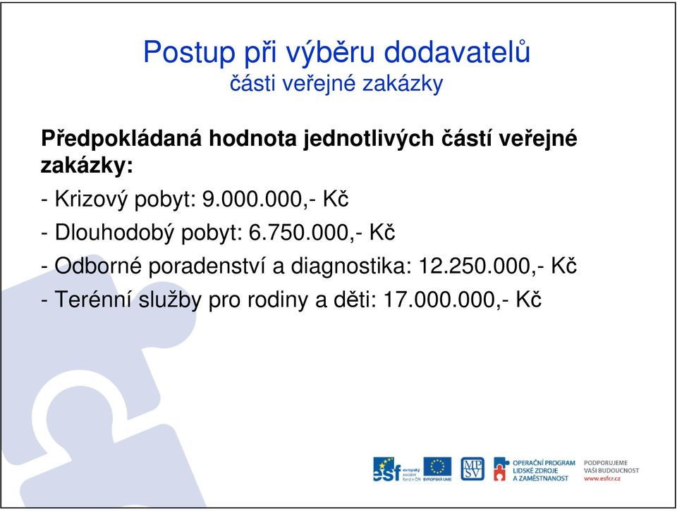 000,- Kč - Dlouhodobý pobyt: 6.750.