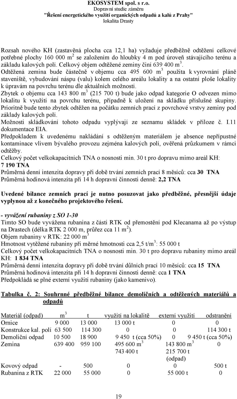 Odtěžená zemina bude částečně v objemu cca 495 600 m 3 použita k vyrovnání pláně staveniště, vybudování náspu (valu) kolem celého areálu lokality a na ostatní ploše lokality k úpravám na povrchu