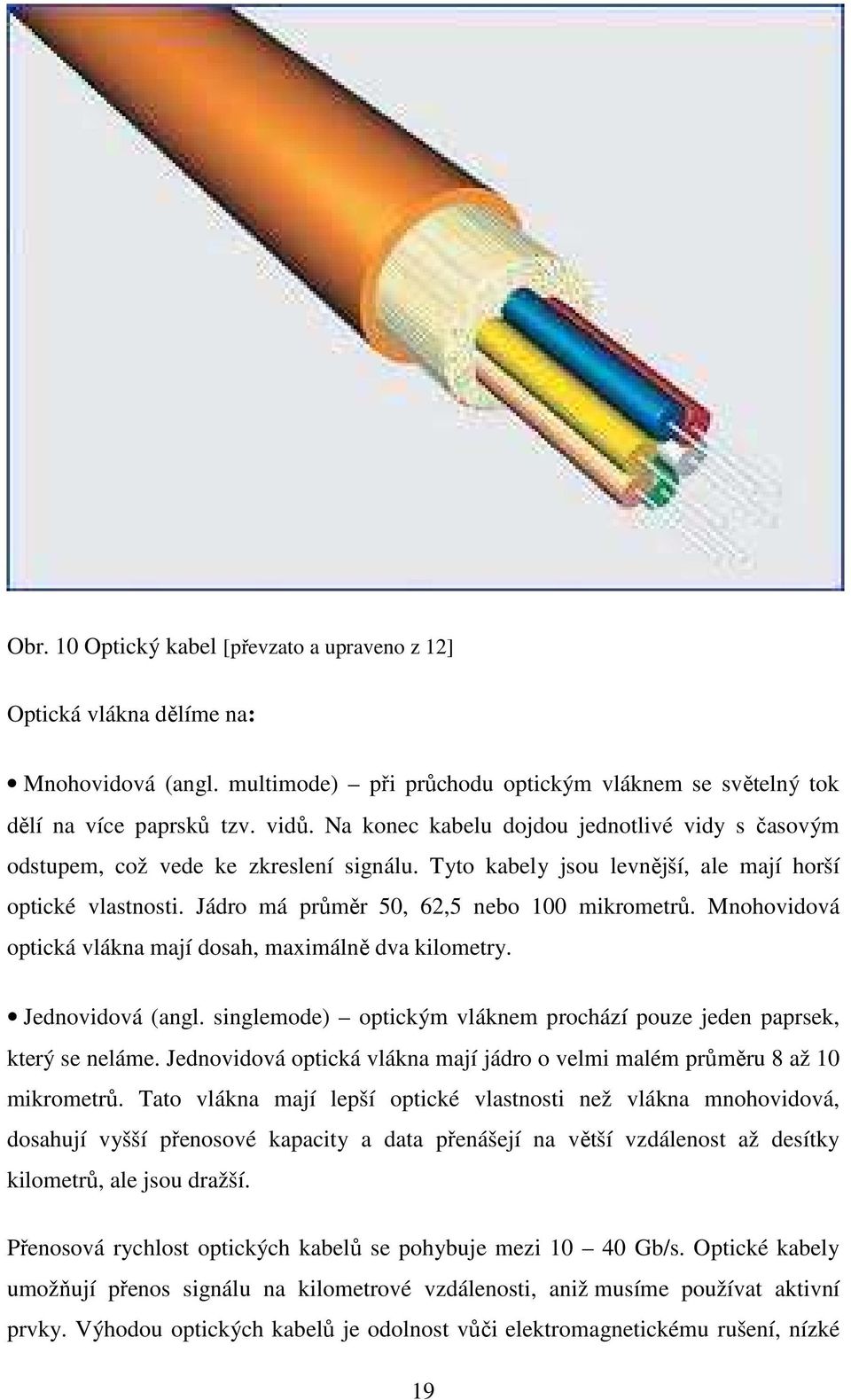 Mnohovidová optická vlákna mají dosah, maximálně dva kilometry. Jednovidová (angl. singlemode) optickým vláknem prochází pouze jeden paprsek, který se neláme.