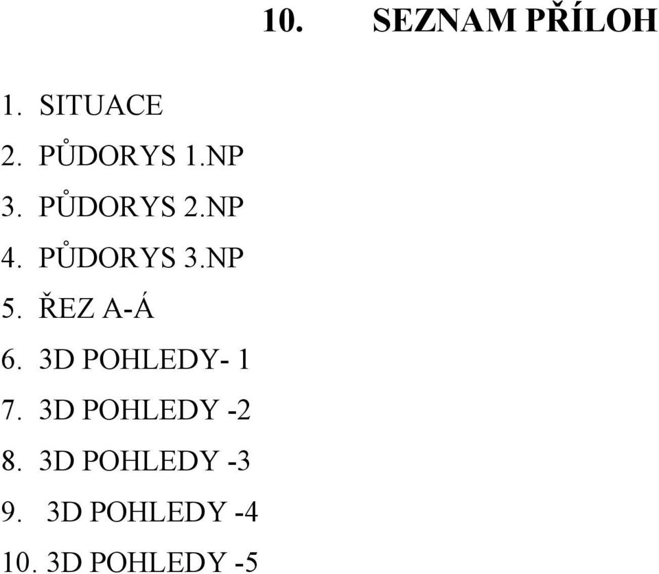 ŘEZ A-Á 6. 3D POHLEDY- 1 7. 3D POHLEDY -2 8.