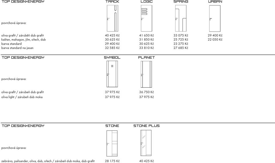 585 Kč 33 810 Kč 27 685 Kč oliva grafit / zárubeň dub grafit 37 975 Kč 36 750 Kč oliva light / zárubeň dub