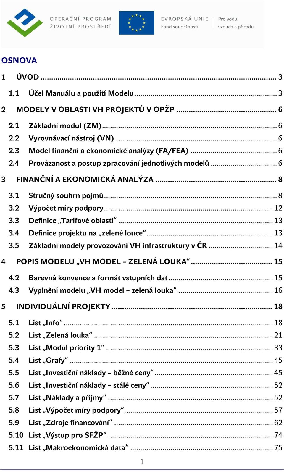 4 Definice prjektu na zelené luce... 13 3.5 Základní mdely prvzvání VH infrastruktury v ČR... 14 4 POPIS MODELU VH MODEL ZELENÁ LOUKA... 15 4.2 Barevná knvence a frmát vstupních dat... 15 4.3 Vyplnění mdelu VH mdel zelená luka.