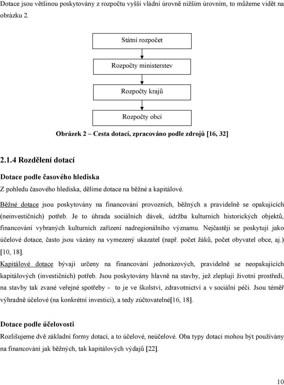 , 32] 2.1.4 Rozdělení dotací Dotace podle časového hlediska Z pohledu časového hlediska, dělíme dotace na běžné a kapitálové.