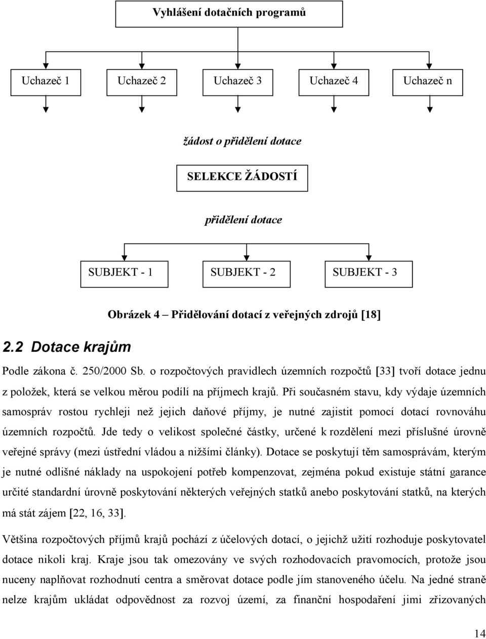 o rozpočtových pravidlech územních rozpočtů [33] tvoří dotace jednu z položek, která se velkou měrou podílí na příjmech krajů.