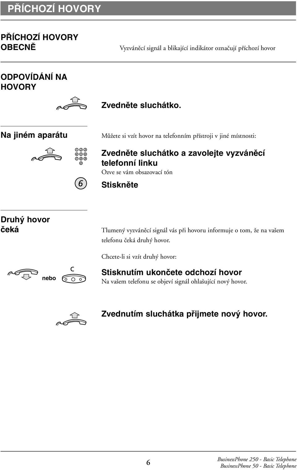 vám obsazovací tón Druh hovor ãeká Tlumený vyzváněcí signál vás při hovoru informuje o tom, že na vašem telefonu čeká druhý hovor.