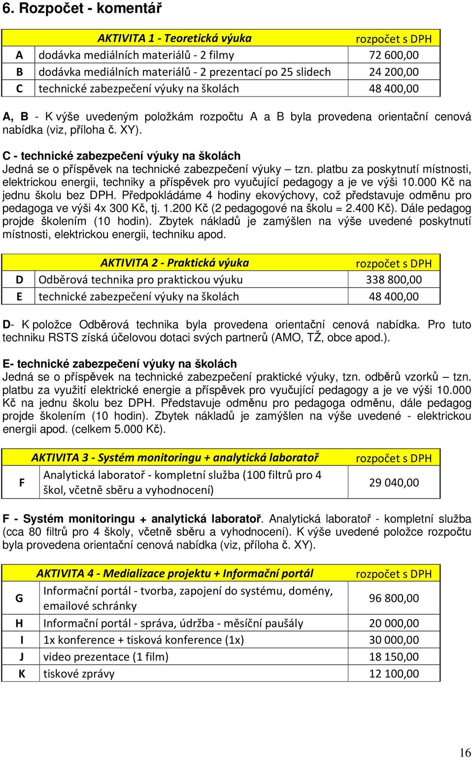 C - technické zabezpečení výuky na školách Jedná se o příspěvek na technické zabezpečení výuky tzn.