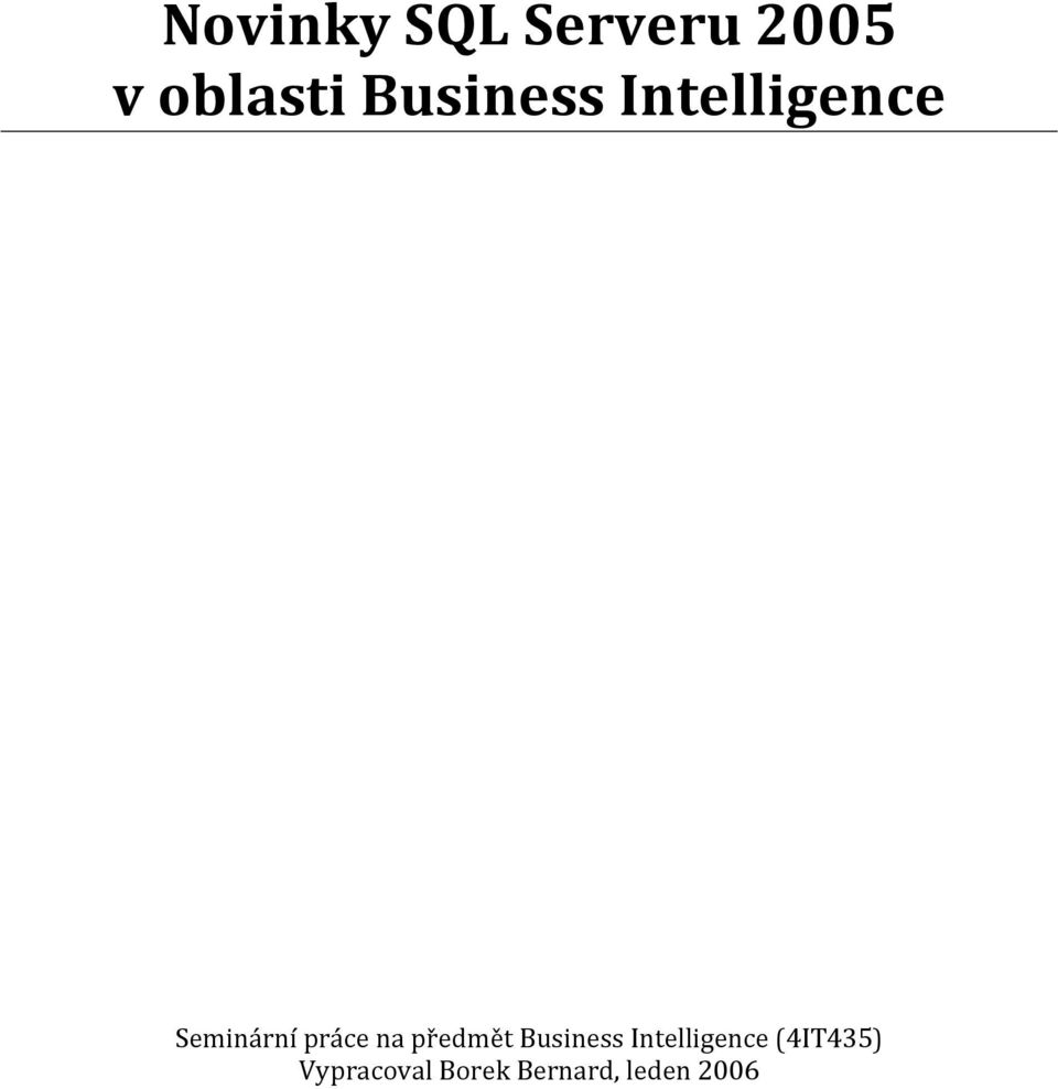 na předmět Business Intelligence