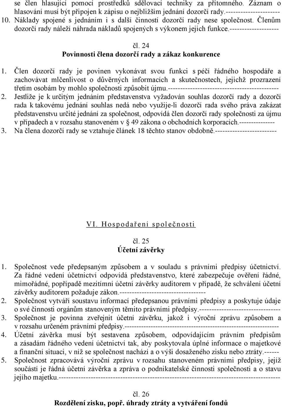 24 Povinnosti člena dozorčí rady a zákaz konkurence 1.