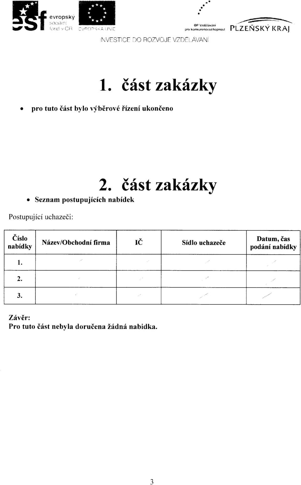 pro tuto i6st bylo vyb6rov6 iizeni ukonieno 2.