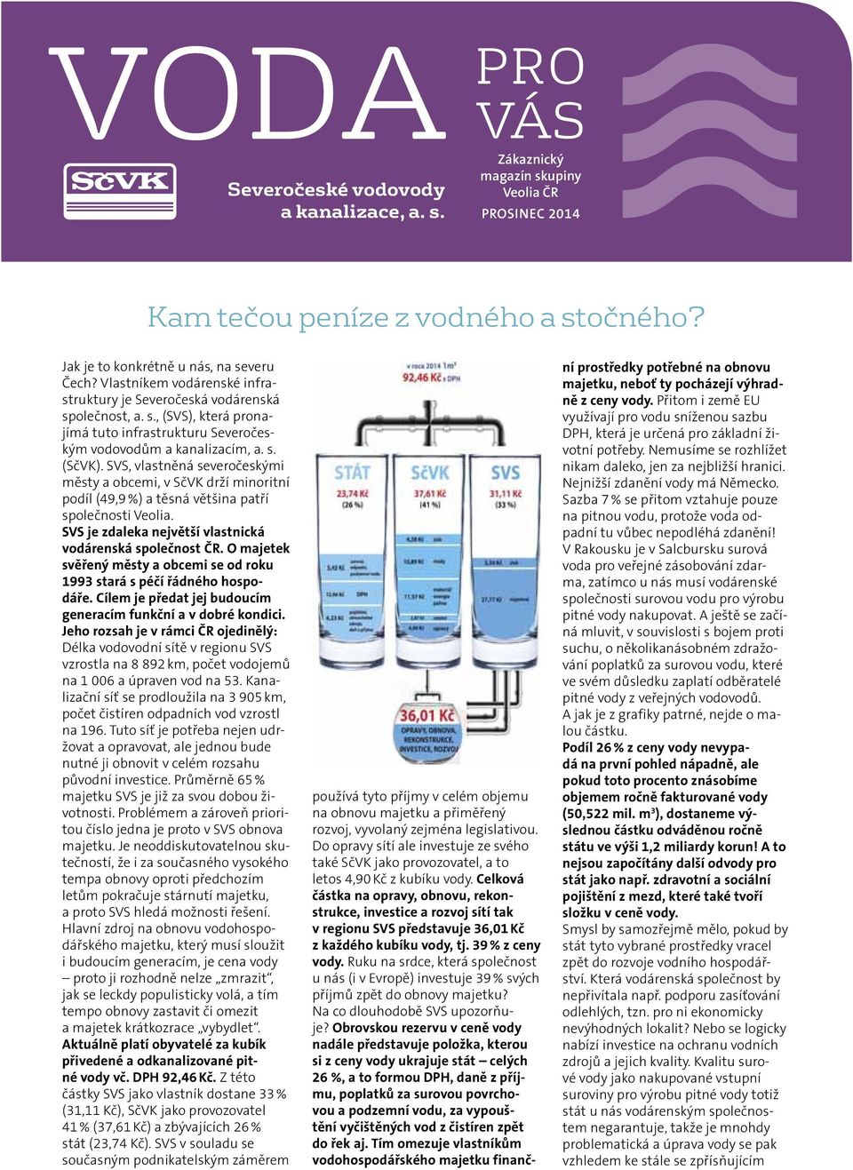 SVS, vlastněná severočeskými městy a obcemi, v SčVK drží minoritní podíl (49,9 %) a těsná většina patří společnosti Veolia. SVS je zdaleka největší vlastnická vodárenská společnost ČR.