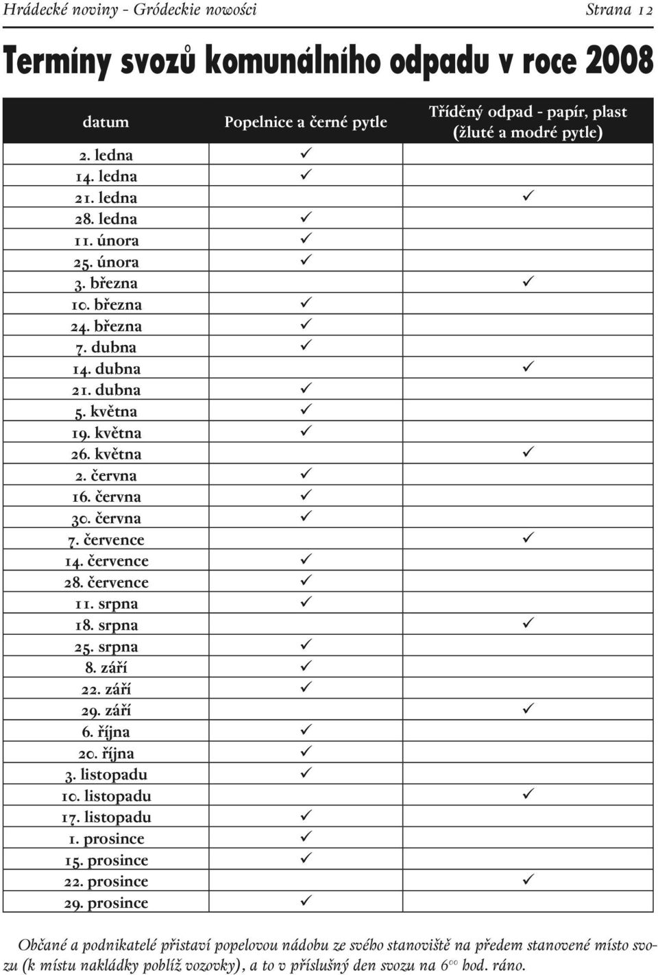 července 14. července 28. července 11. srpna 18. srpna 25. srpna 8. září 22. září 29. září 6. října 20. října 3. listopadu 10. listopadu 17. listopadu 1. prosince 15. prosince 22.