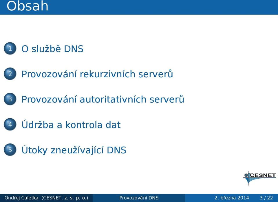 Údržba a kontrola dat 5 Útoky zneužívající DNS