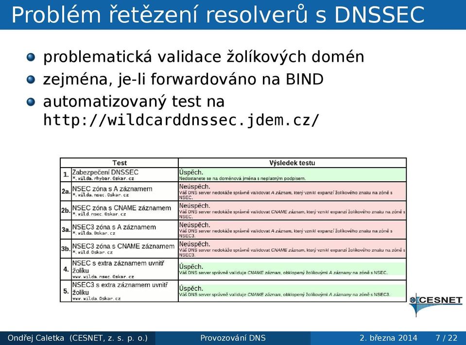 automatizovaný test na http://wildcarddnssecjdemcz/ Ondřej