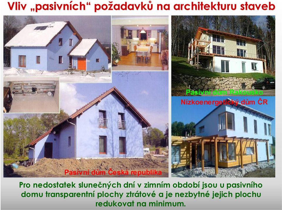 nedostatek slunečných dní v zimním období jsou u pasivního domu